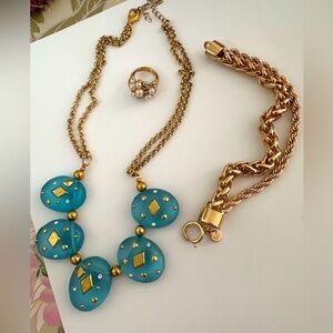 Jewelry lot blue and gold